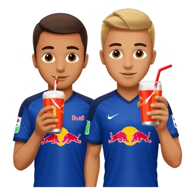Red bull energy drink imogi for soccer players drinking red bull energy drink while playing soccer sticker