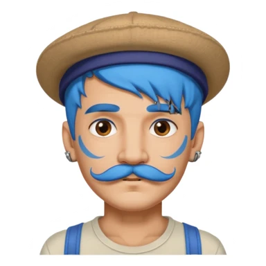 blue haired man and face tattoos and hat and mustache sticker