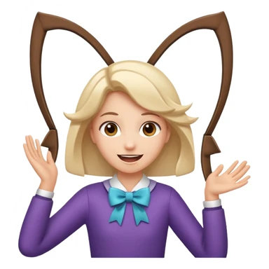 excited happy parting w a bow  sticker