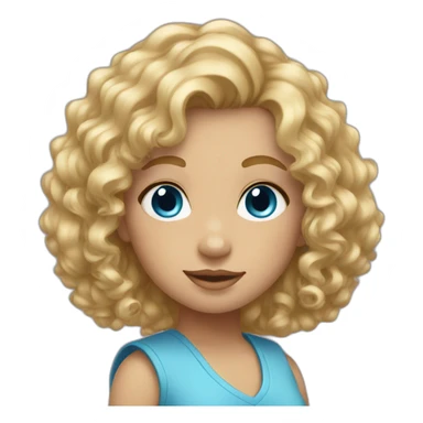 girl with curly blond hair and blue eyes sticker