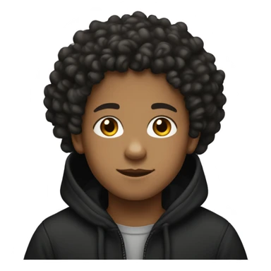 Lightskin black boy with curly hair wearing a black hoodie sticker