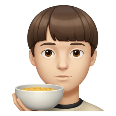 a guy with a bowle cut 90° jawline brown hair  sticker