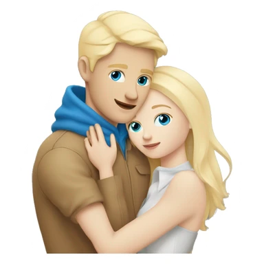 White skin blond man with blue eyes and white skin blond girl. Lovers hug sticker