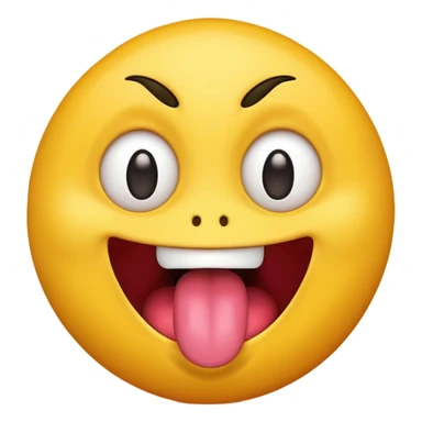 yellow emoji face with crazy eyes emerging from face and tongue sticking out wildly  sticker