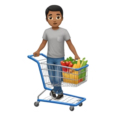 man-with-a-shopping-cart-full-body black hair brown skin sticker