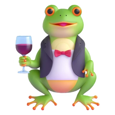 cartoon frog with a wine glass sticker
