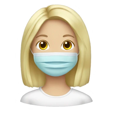Blond Girl with face mask sticker