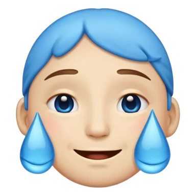 Pleading Face emoji, smiling with closed eyes and two large blue tears—iOS style. sticker