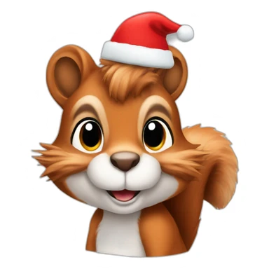 a squirrel with christmas hat sticker
