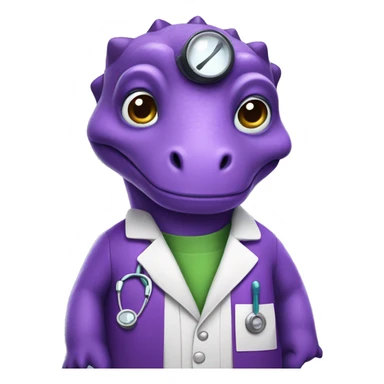 Purple dinosaur dressed as Doctor sticker