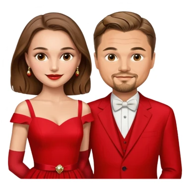 leonardo di caprio and Natalie Portman in a red dress sticker