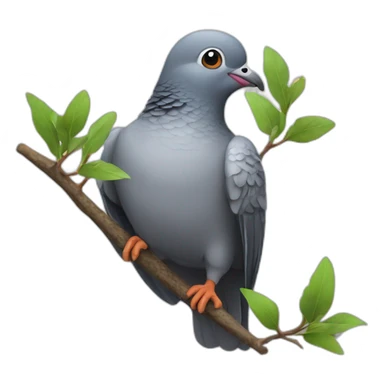 Pigeon with a twig sticker