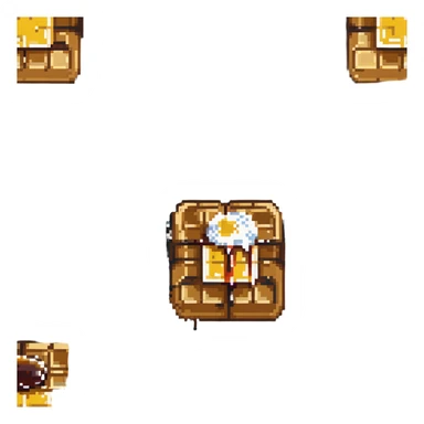 8-bit pixelated waffle with syrup and butter sticker