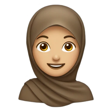 A happy girl wear a brown hijab and wink sticker