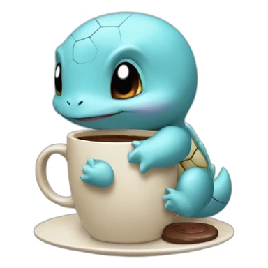 sleepy tired Squirtle drinks coffee sticker