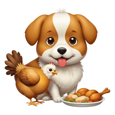 Dog eating a chicken  sticker