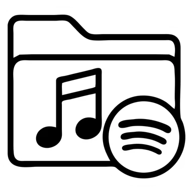 A music folder icon with a light pink Spotify logo sticker