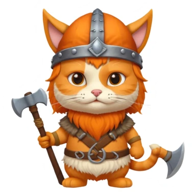 Viking Cat in viking hat holding tiny axe sticker
