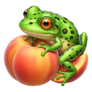 Frog eating peach sticker