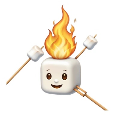 Marshmallows roasted on fire, skewered sticker