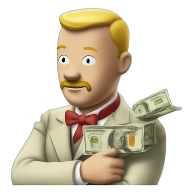 Tintin with much money sticker