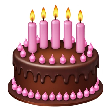 Create a chocolate birdthay cake with pink candles sticker