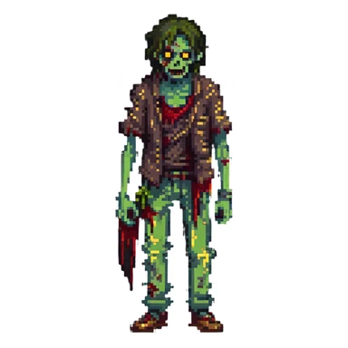 zombie with decaying skin and tattered clothes sticker