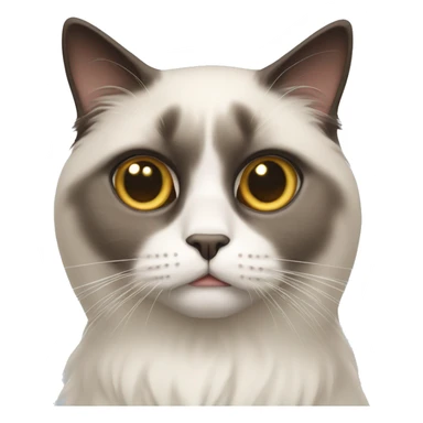 A ragdoll cat with anxious face sticker