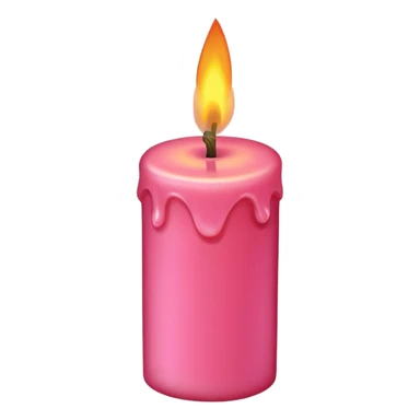 A pink candle with a flame on it, viewed from 10 degrees from above. sticker
