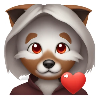 dark red fox face with tiny red heart instead of eyes sticker