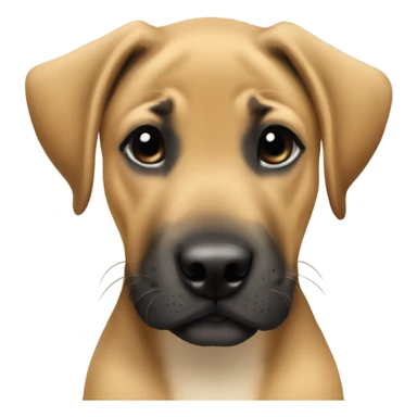 Black mouth cur puppy smiling  sticker