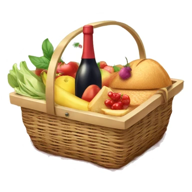  beautiful picnic basket filled with romantic summer foods with a Summer Core  sticker