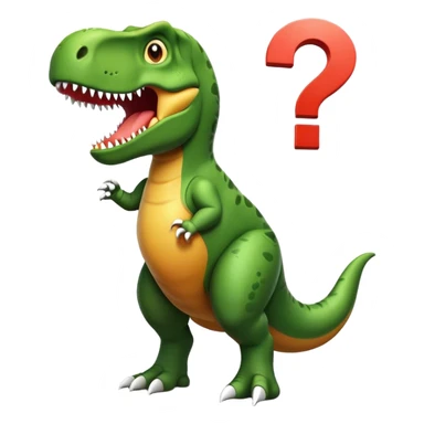 t-rex holding a question mark sticker