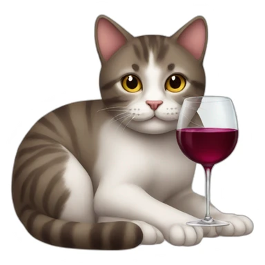 A cat drink wine sticker