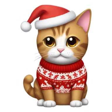 Cat with a ugly Christmas sweater with bows because it’s coquette. 2024 coquette sticker