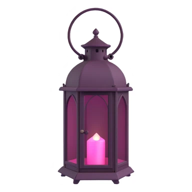 minimal 3D gothic lantern with pink glass, simple and dark sticker