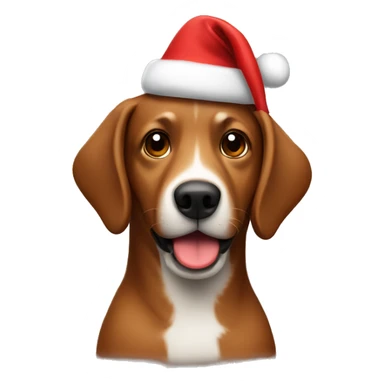 Brown dog with Christmas hat sticker