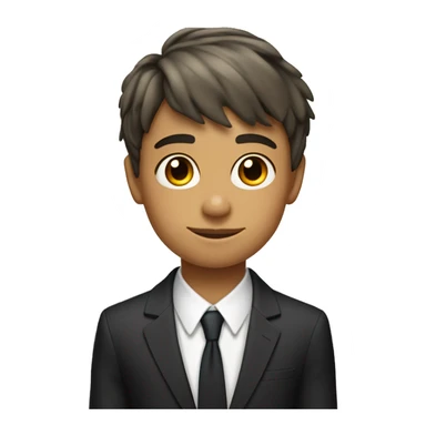 a 12 year old with a few freckles and a low taper fringe haircut and is white but 26% tanned and wearing a suit  sticker