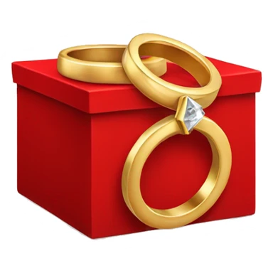 A gold ring in a red ring box sticker