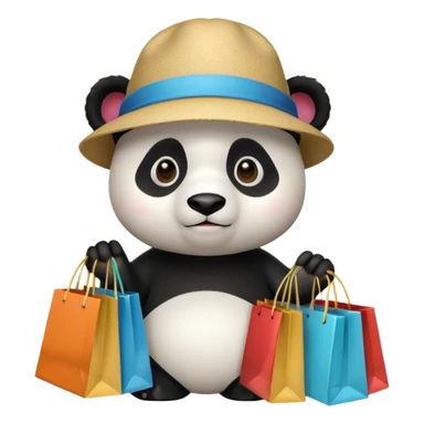 Panda shopper with bags too the mall  sticker