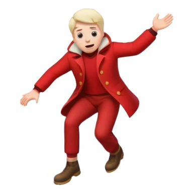 apple style emoji of a scared man tumbling down a mountain sticker