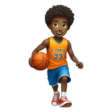 Black kid playing basketball  sticker