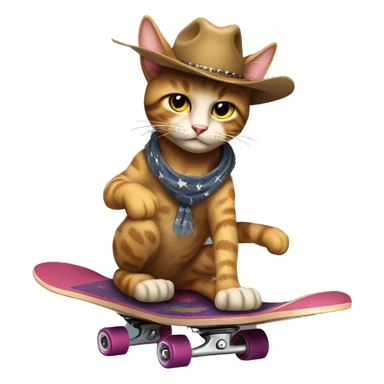a cool cowboy cat on skateboard sticker