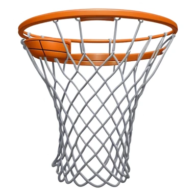 Cinematic Realistic image of a basketball hoop with a detailed metal rim and intricately woven net, captured in dynamic lighting that evokes the charged atmosphere of a competitive court sticker