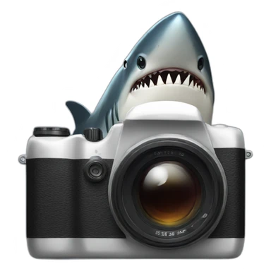 big - camera - with a shark head  sticker