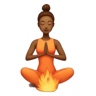 person doing yoga surrounded by fire sticker