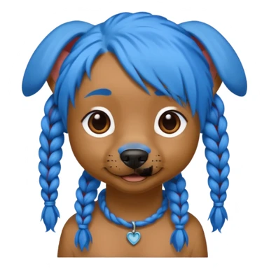 blue haired dog with braids sticker