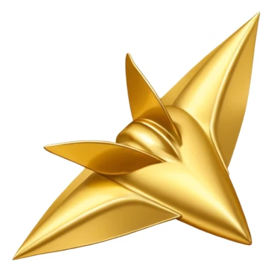 a single gold talaria, pointed down in mid air as if it is flying. minimalist. sticker