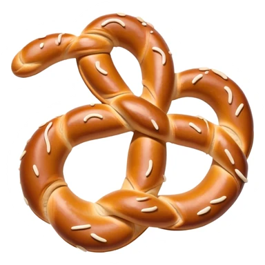 Pretzel Cinematic Realistic Pretzel Snack Emoji, depicted as a single, perfectly twisted pretzel with a glossy, salted crust, rendered with lifelike textures and warm, inviting lighting. sticker