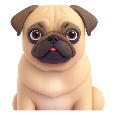 A pug posing, close up pose, living room background sticker